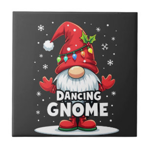 Weihnachts-Gnom tanzender Gnom Familienweihnachten Fliese