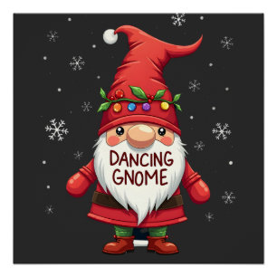 Weihnachts-Gnom tanzender Gnom Familienweihnachten Poster