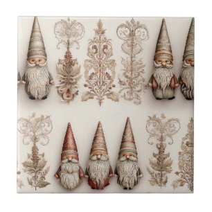 Weihnachts-Gnom Vintage-Aquarell-Feiertagsmuster Fliese