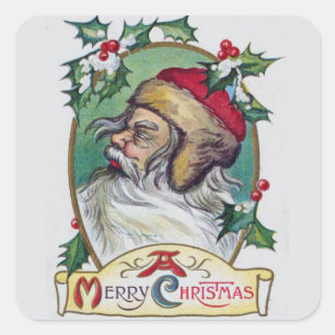 Weihnachts-Gnom Vintage Quadratischer Aufkleber