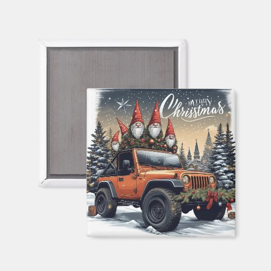 Weihnachts-Gnome 4x4 Magnet (Vorderseite/Rückseite)
