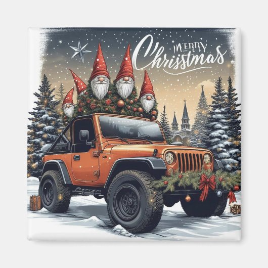 Weihnachts-Gnome 4x4 Magnet (Vorne)