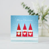 Weihnachts-Gnome auf Hellblau (Stehend Vorderseite)