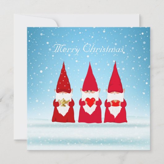 Weihnachts-Gnome auf Hellblau (Vorderseite)