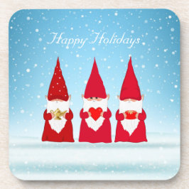 Weihnachts-Gnome auf Hellblau Getränkeuntersetzer