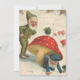 Weihnachts-Gnome aus Vintage verbergen auf der Suc Feiertagskarte