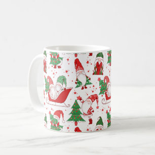 Weihnachts-Gnome & Bäume All-Over-Muster Kaffeetasse