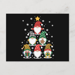 Weihnachts-Gnome-Baumstapel Xmas-Schneeflockenkeks Feiertagspostkarte
