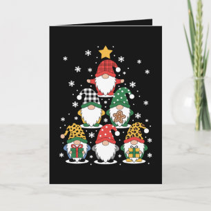 Weihnachts-Gnome-Baumstapel Xmas-Schneeflockenkeks Karte