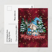 Weihnachts-Gnome Burgundy Rote Sterne Postkarte (Vorne/Hinten)
