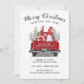 Weihnachts-Gnome Couple Vintag Red Truck Moving Ankündigung (Vorderseite)