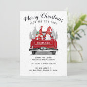 Weihnachts-Gnome Couple Vintag Red Truck Moving Ankündigung (Stehend Vorderseite)