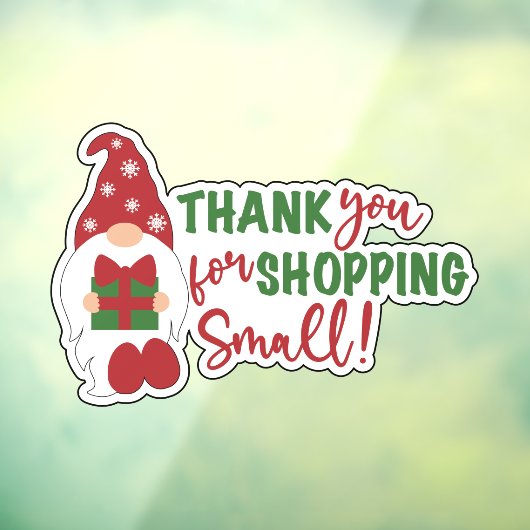 Weihnachts-Gnome danke Ihnen für den Einkauf klein Fensteraufkleber (Blatt 3)