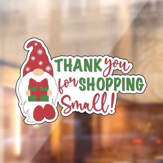 Weihnachts-Gnome danke Ihnen für den Einkauf klein Fensteraufkleber (Blatt 2)