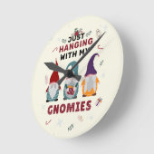 Weihnachts-Gnome-Familie Niedlich, die Gnome ausbl Runde Wanduhr (Winkel)