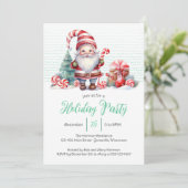 Weihnachts-Gnome-Feier Einladung (Stehend Vorderseite)