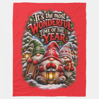 Weihnachts-Gnome Fleecedecke