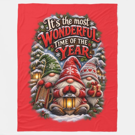 Weihnachts-Gnome Fleecedecke (Vorderseite)