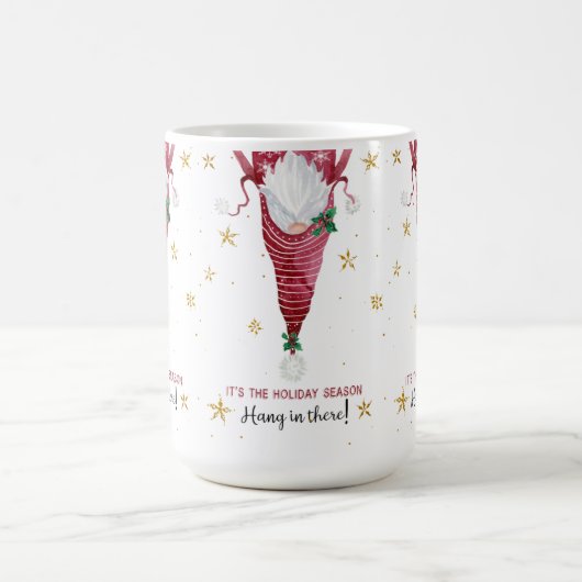 Weihnachts-Gnome Funny Hang in Es Schneeflocken Kaffeetasse (Mittel)