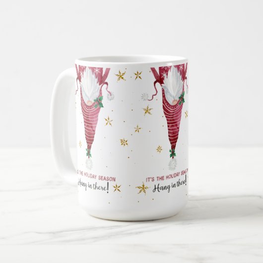 Weihnachts-Gnome Funny Hang in Es Schneeflocken Kaffeetasse (Vorderseite Links)