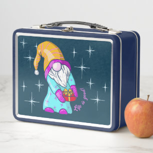 Weihnachts Gnome Geschenkbox Metall Brotdose