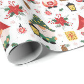 Weihnachts-Gnome Geschenkpapier (Rolleneckpunkt)