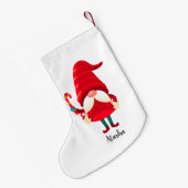 Weihnachts-Gnome halten eine Candy Cane Kleiner Weihnachtsstrumpf (Rückseite (Hängend))