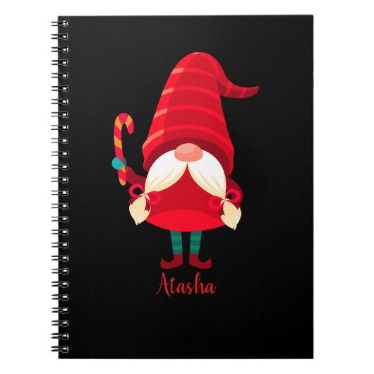 Weihnachts-Gnome halten eine Candy Cane Notizblock (Vorderseite)