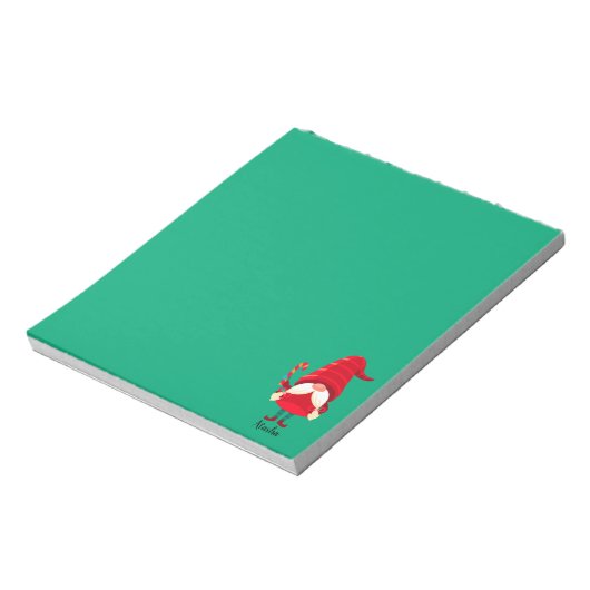 Weihnachts-Gnome halten eine Candy Cane Notizblock (Rotiert)