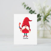 Weihnachts-Gnome halten eine Candy Cane Postkarte (Stehend Vorderseite)