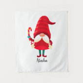 Weihnachts-Gnome halten eine Candy Cane Wandteppich (Vorderseite)