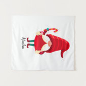 Weihnachts-Gnome halten eine Candy Cane Wandteppich (Vorderseite (Horizontal))