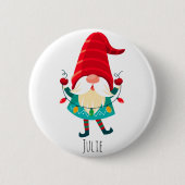 Weihnachts Gnome Holding Weihnachtsleuchten Button (Vorderseite)