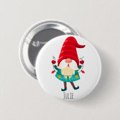 Weihnachts Gnome Holding Weihnachtsleuchten Button (Vorne & Hinten)