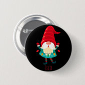 Weihnachts Gnome Holding Weihnachtsleuchten Button (Vorne & Hinten)