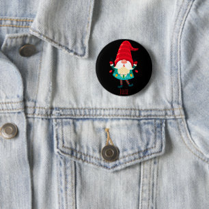 Weihnachts Gnome Holding Weihnachtsleuchten Button