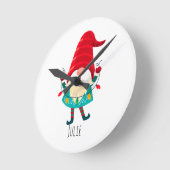 Weihnachts Gnome Holding Weihnachtsleuchten Runde Wanduhr (Winkel)