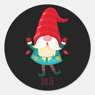 Weihnachts Gnome Holding Weihnachtsleuchten Runder Aufkleber