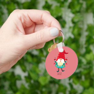 Weihnachts Gnome Holding Weihnachtsleuchten Schlüsselanhänger