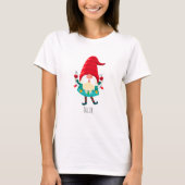 Weihnachts Gnome Holding Weihnachtsleuchten T-Shirt (Vorderseite)