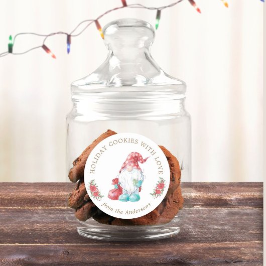 Weihnachts Gnome Holiday Cookie Exchange Monogram Runder Aufkleber