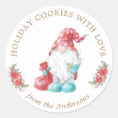 Weihnachts Gnome Holiday Cookie Exchange Monogram Runder Aufkleber (Vorderseite)