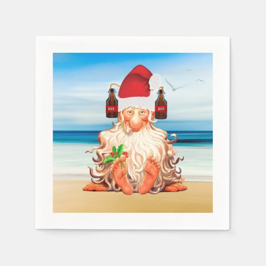 Weihnachts-Gnome in einem Bierhüttenchen Serviette (Vorderseite)