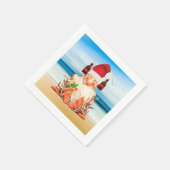 Weihnachts-Gnome in einem Bierhüttenchen Serviette (Ecke)