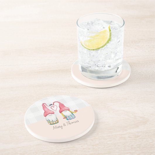 Weihnachts-Gnome in Liebe Wasserfarbe Handgemalt Getränkeuntersetzer (Seite)