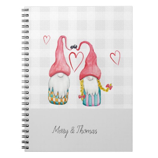 Weihnachts-Gnome in Liebe Wasserfarbe Handgemalt Notizblock (Vorderseite)