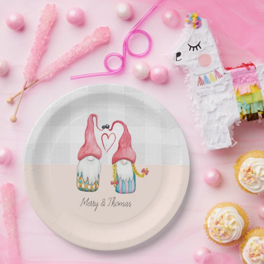 Weihnachts-Gnome in Liebe Wasserfarbe Handgemalt Pappteller (Party)