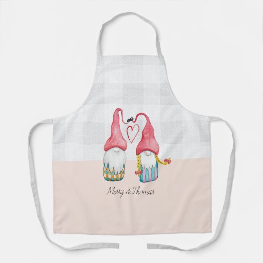 Weihnachts-Gnome in Liebe Wasserfarbe Handgemalt Schürze (Vorderseite)