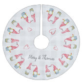 Weihnachts-Gnome in Liebe Wasserfarbe Mit Monogram Polyester Weihnachtsbaumdecke (Vorderseite)