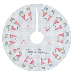 Weihnachts-Gnome in Liebe Wasserfarbe Mit Monogram Polyester Weihnachtsbaumdecke
